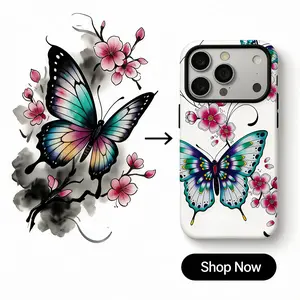 DarlingCase Colorful Butterfly Floral Phone Case for iPhone 17 Phone 16 Case iPhone 15 14 13 Pro Max  Phone Case Aesthetic Cute Glossy Shockproof TPU PC Gradient Art Protective Cover for Women