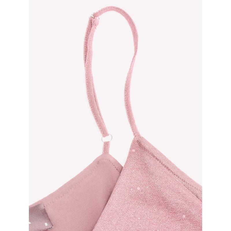 Cider Sequin V-Neck Halter Ruffled Hem Oversized Mini Dress With Scarf