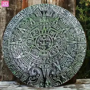 1PC 2D Flat, Aztec Calendar Sun Stone Sun Fruit Vintage Wall Decor  Sign, 20x20 cm, Suitable for Courtyard, Garden, Kitchen, Bar, Room, Bedroom, Outdoor, Road, Garage, Club, Coffee Shop, Restaurant, Festival, Art Wall Decoration, Perfect Room Deco
