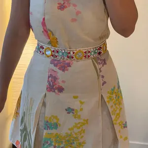 Indo-Western Floral Co-Ord Set with Mirror Belt | Chic Summer 2-Piece Outfit for Women