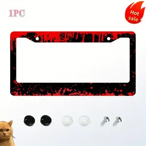 1pc Aluminum License Plate Frame, Standard Size 12x6inch, Halloween Decor, Stylish and Durable, Fits Most Vehicles, Great Idea Car Enthusiasts, Eye-Catching Design, High-Quality Material, Holiday Celebrations.