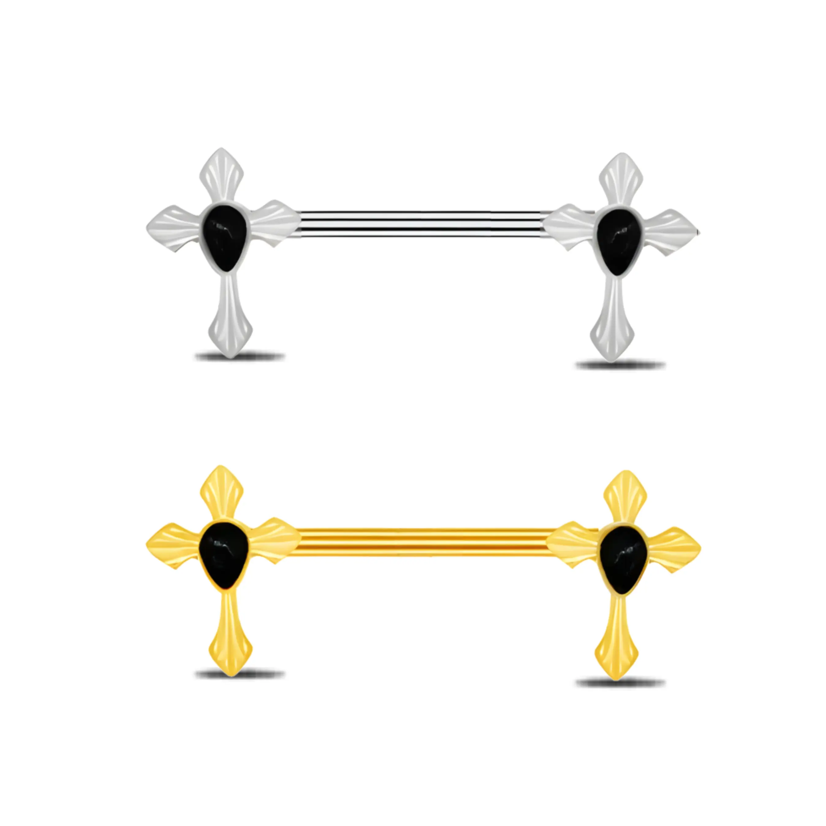 HERVAY 14G 16MM Nipple Ring Stainless Steel Cherish Angle Wing Crystal Star Heart Design for Women & Men Piercing Jewelry