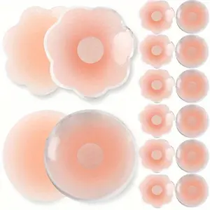 5 pairs Nude Feeling Smooth, Silicone Breast Lift Tape, Anti-slip, Strapless And Reusable Women Breast Invisibility Cover, Silicone Nipple Cover