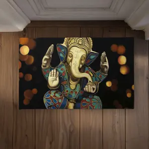 Begin Home Decor CODM2134AT0HKL 21 x 34 in. Ganesh Elephant Door Mat - Indoor & Outdoor Home Decor Mat