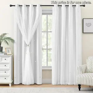 1PC Luxury Blackout Curtain, Home Decoration Curtain, Cute Princess Style, Girl Room Curtain, Dual-Layer Fabric, Modern Minimalist Design, Suitable for Living Room Bedroom, Window Curtain, Blackout Window Cover