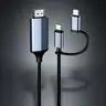 ( iOS Only ) 2-in-1 Lightning & Type C to HDMI Cable for iPhone, Dual Interface for All iPhones (17/16/15/14/13/Pro/Max) & iPad Pro/Air, Syncs Video & Audio, Not Support Android & Netflix