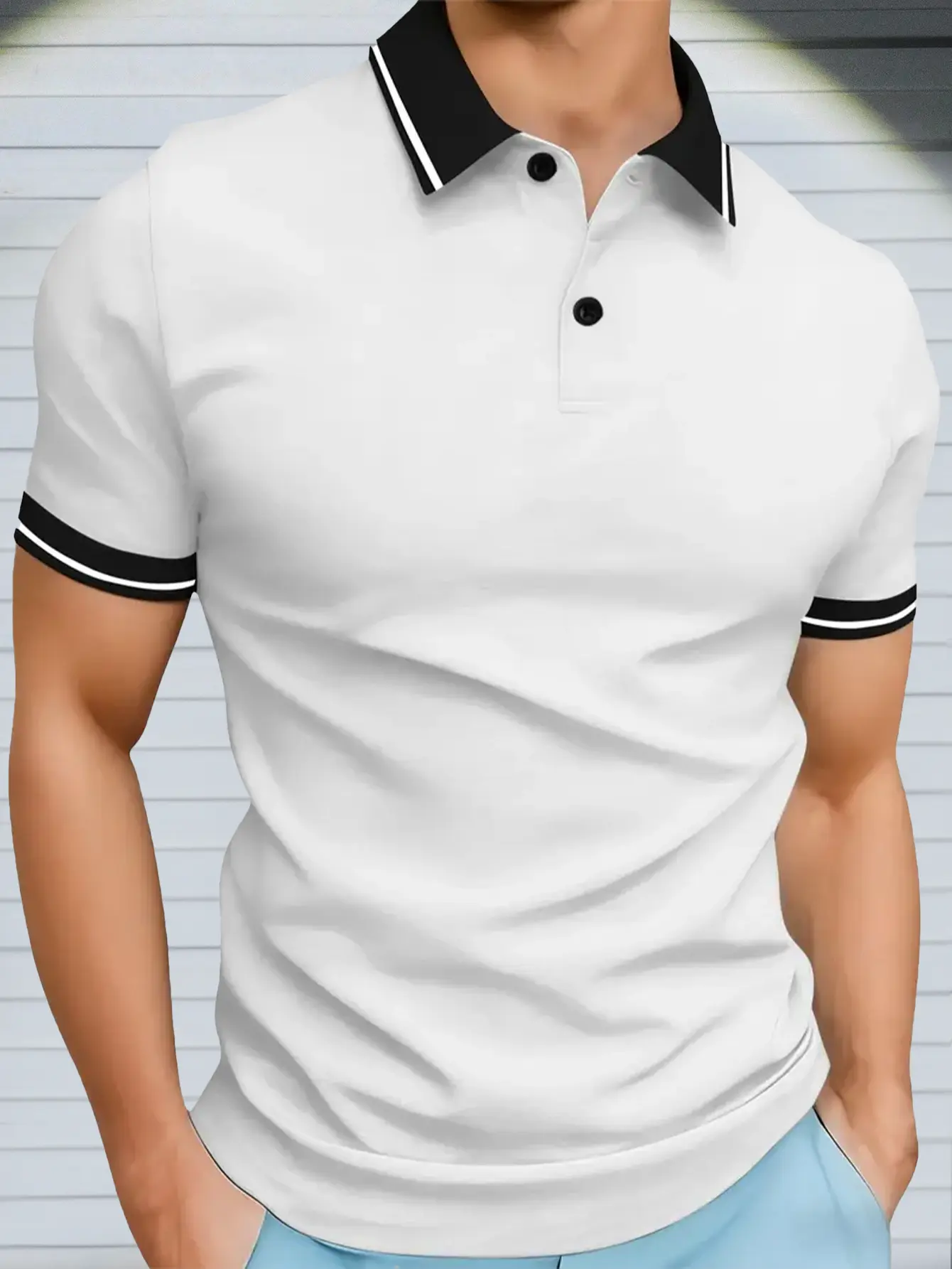 Men's Retro Minimalist Cotton Polo Shirt, Lightweight Fitted Cut Short Sleeve Casual Wear for Golf and Business
