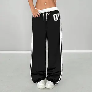 Women’s casual pants: simple drawstring jogger pants for spring/summer/autumn; wide-leg casual trousers; minimalist front-tie loose sports pants for spring/summer/autumn; relaxed, loose wide-leg casual long pants for everyday wear.