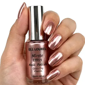 ELL LOUREL Rose Gold Mirror Effect Nail Polish | Quick-drying, alcohol-free, long-lasting shine, suitable for all occasions