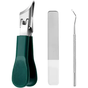 Three sets of Nail Clippers and Beauty Tool Portable Set Sharp Ingrown Toenail Clippers Nail Cutter e with Slanted Curved Blade