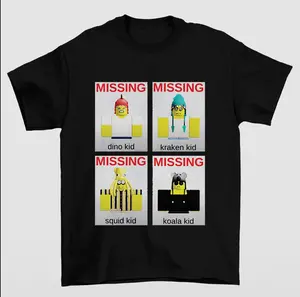 Missing Kids Rescue 99 Nights in the Forest Roblox T-Shirt Featuring Bold Retro Typography and Iconic Gaming Design
