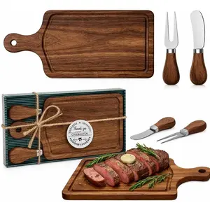Mini Charcuterie Boards Gift Set, Small Acacia Charcuterie Board with Knife & Fork, Ideal for Baby Shower Favors Game Prizes Bridal Shower and Wedding Guests Gifts