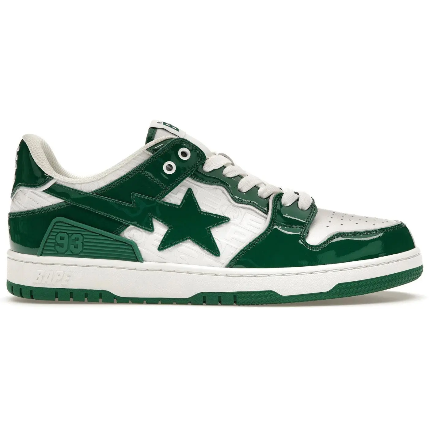 A Bathing Ape Bape SK8 Sta Green White Patent (1J20191003 GRN)