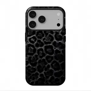 Dark leopard print phone case, suitable for iPhone17 ProMax, 16Pro, 15, 14, 13, 12, double-layer protective case, smartphone case