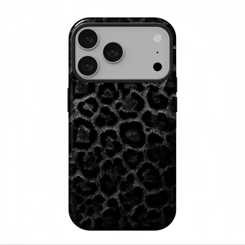 Black Leopard Print Phone Case, Dark Animal Pattern Protective Cover, Gothic Baddie Y2K Aesthetic Shockproof Slim Case, Gift for Her, Cool Gadgets for Men, for iPhone 17 16 15 14 13 12 11 18 Pro Max & Samsung S26 S25 S24 S23 S22 Ultra