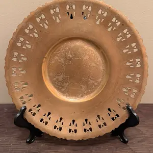 Vintage Brass Rabbit Co. 9-in Brass Gallery Tray, Kitchenware Plates for Tableware Display