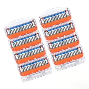 8-Pack Safety Razor Blades, 5-Layer Replaceable Heads, Compatible with Gillette Straight Edge Razors, Reusable Replacement Blades