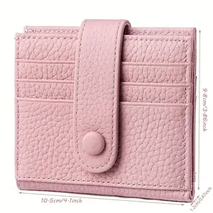 New Women's Small Wallet Made of First-Layer Cowhide with Anti-Skimming Technology Multiple Card Slots Japanese & Korean Style Clasp 10.5cm x 9.8cm
