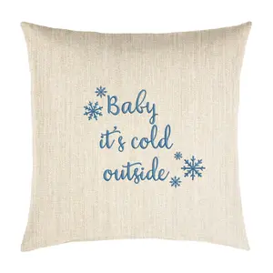 Sorra Home Baby It's Cold Outside Embroidered Sunbrella Pillow