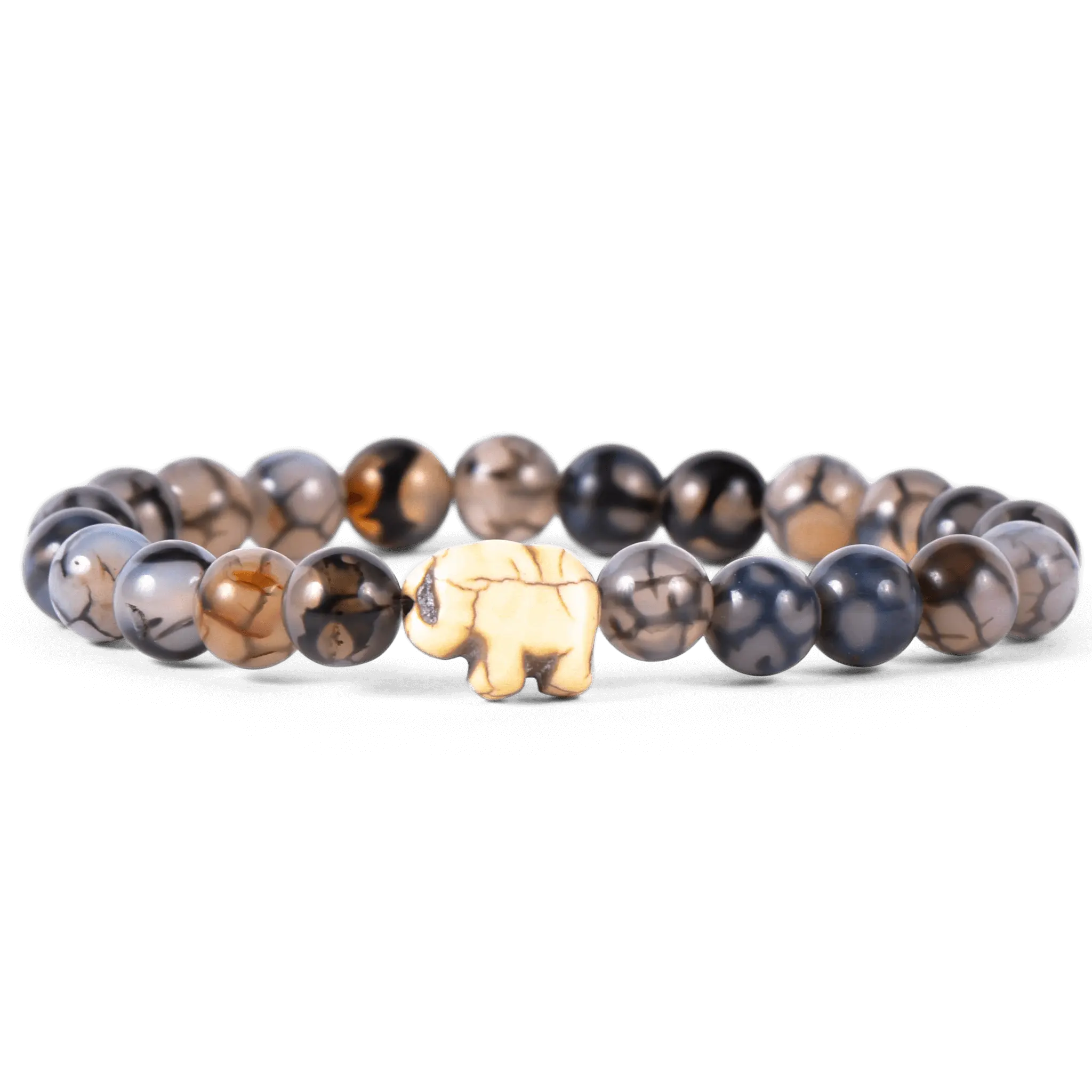Fahlo Handmade Elephant Theme Bracelet with Natural Stones - Works with Fahlo Animal Tracker App, Supports Real Wildlife Conservation Efforts, Donates to Nonprofits, Tracks Real Animals, Natural Colors, Fits Casual Wear, One of a Kind Collectible