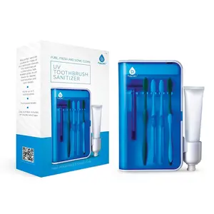 Pure Fresh and Sonic Clean Wall Mountable Portable UV Toothbrush Sanitizer S2 with Germicidal UV Light and Ozone Technology for 5 Toothbrushes