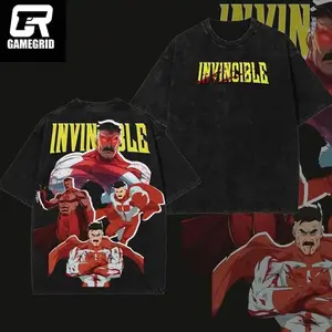 Retro Vintage Omni Man Invincible War Unisex Oversize Washed Lightweight Cotton T-Shirt Wash Gift For Comic Fan, Game Lover Clothes Menswear REJ