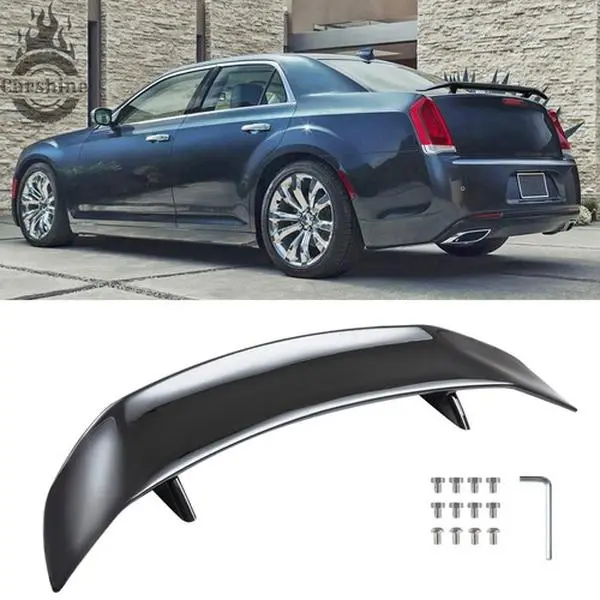 GT Style Rear Trunk Lid Spoiler Wing for Chrysler 300, 300C - 46" Gloss Black ABS Plastic, Drill Mount, Sport Look, Downforce Gain Auto Body Replacement Part