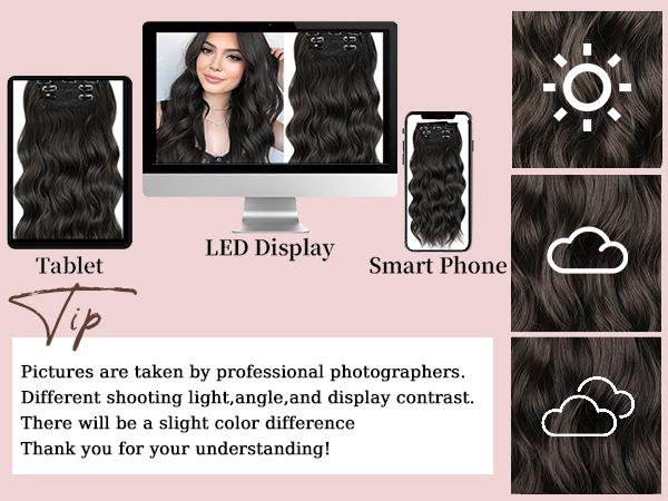 Clip in Synthetic Hair Extensions Long Wavy 4PCS Thick Hairpieces to Chestnut Fiber Double Weft Natural Hair Extensions for Women