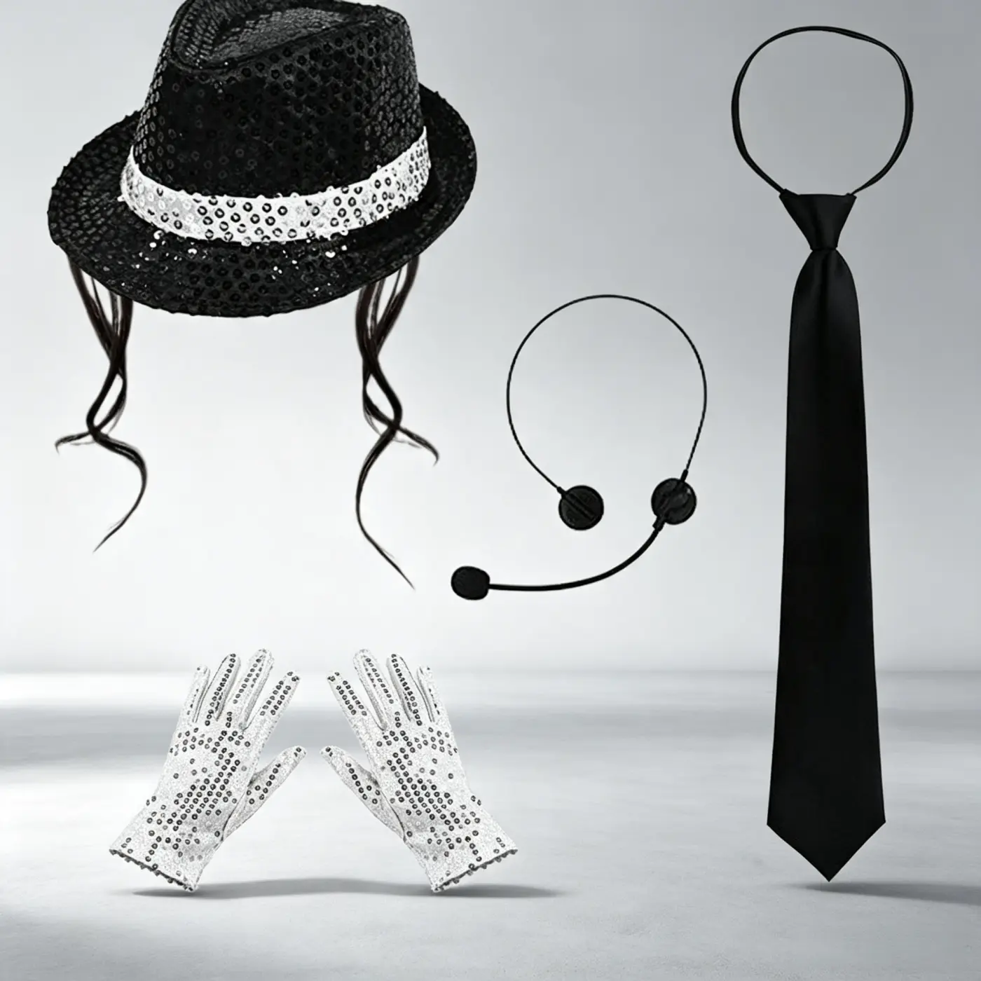 2026 Disco Stage Performance Set,  Michael Jackson,Music King Glitter Hat Glasses Gloves, Party Accessories, Halloween, Retro, Pool, Beach, Music Festival, Nightclub, Party Props