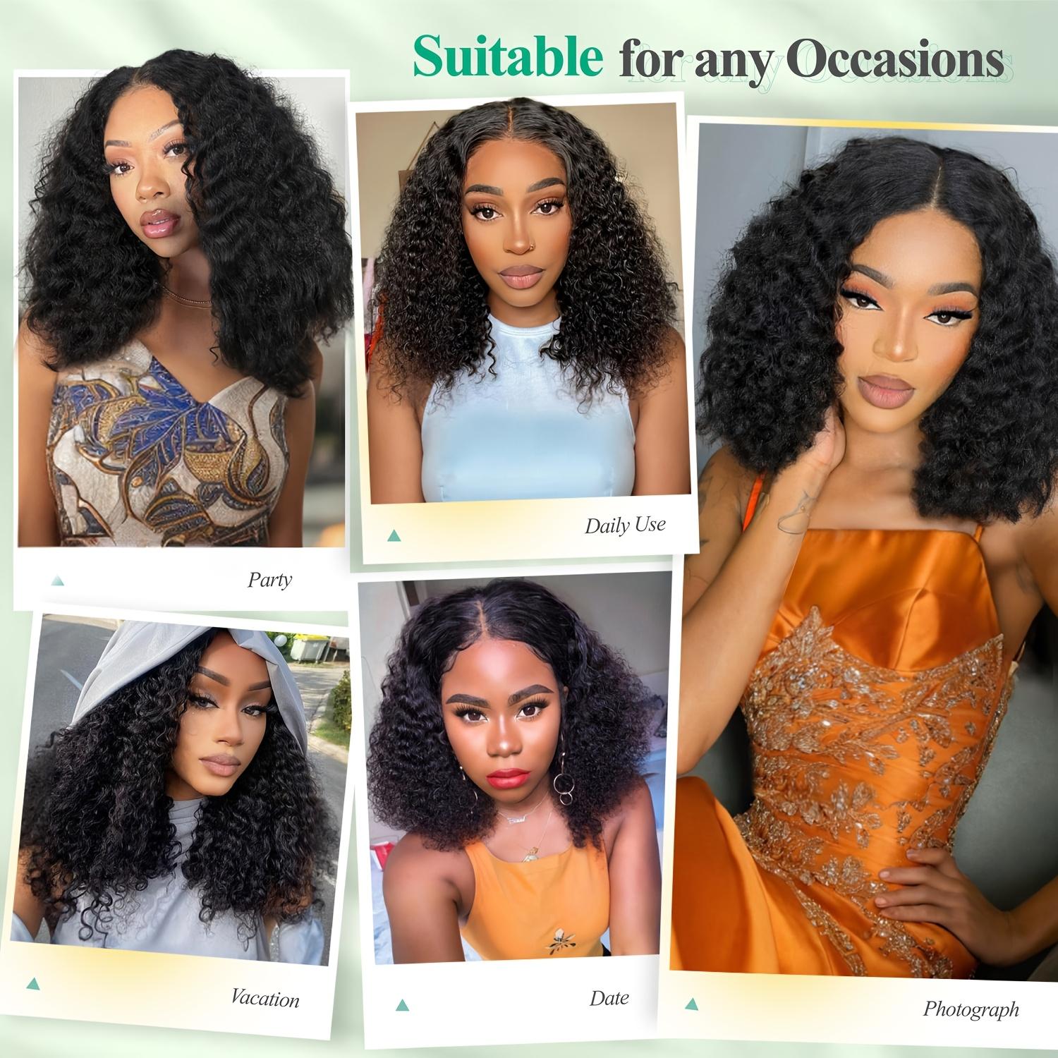 12 Inch Deep Wave Wig Black Curly Synthetic Hair Wig Short Curly Wave Wig Middle Part Loose Wave for Women Synthetic Curly Wig Loose Deep Wave Bob Wigs Daily Party Use