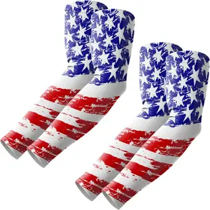 Arm Sleeves, American Flag Print Cooling UV Sun Protection Compression Sleeves for Men/Women - Ice Silk Breathable for Cycling, Fishing, Outdoor Sports