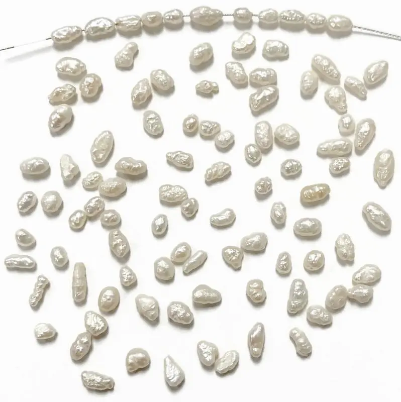 100 Vintage Genuine Freshwater Biwa Natural Pearl Rice Baroque Beads - DIY Jewelry Making