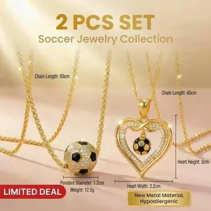 2PCS 18K Couple Matching Necklace Set – Heart Pendant Zircon Jewelry, Best Friend & Lover Gift, Share One Keep One, Anniversary Birthday Gift stack