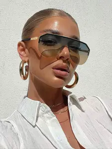 Women's Futuristic Style Shield Frame Sunglasses, Trendy Casual Sunglasses for Everyday Use, Fashion Accessories for Outdoor Activities, Fashionable Frames Sunglasses