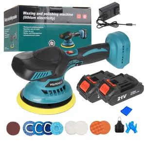 Cordless Car Buffer Polisher kit w/ 2x2000mAh 21V Batteries, 6 Inch Car buffer Waxer Kit w/ 6 Variable Speed Attachments, Polisher for Car Detailing,Boat Sanding,Scratch Removing