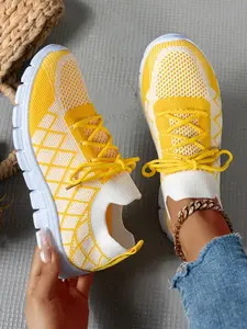 Women's Knitted Sport Shoes, Breathable Mesh Casual Sneakers, Lightweight Soft Sole Running Shoes, Perfect for Weekend Shopping