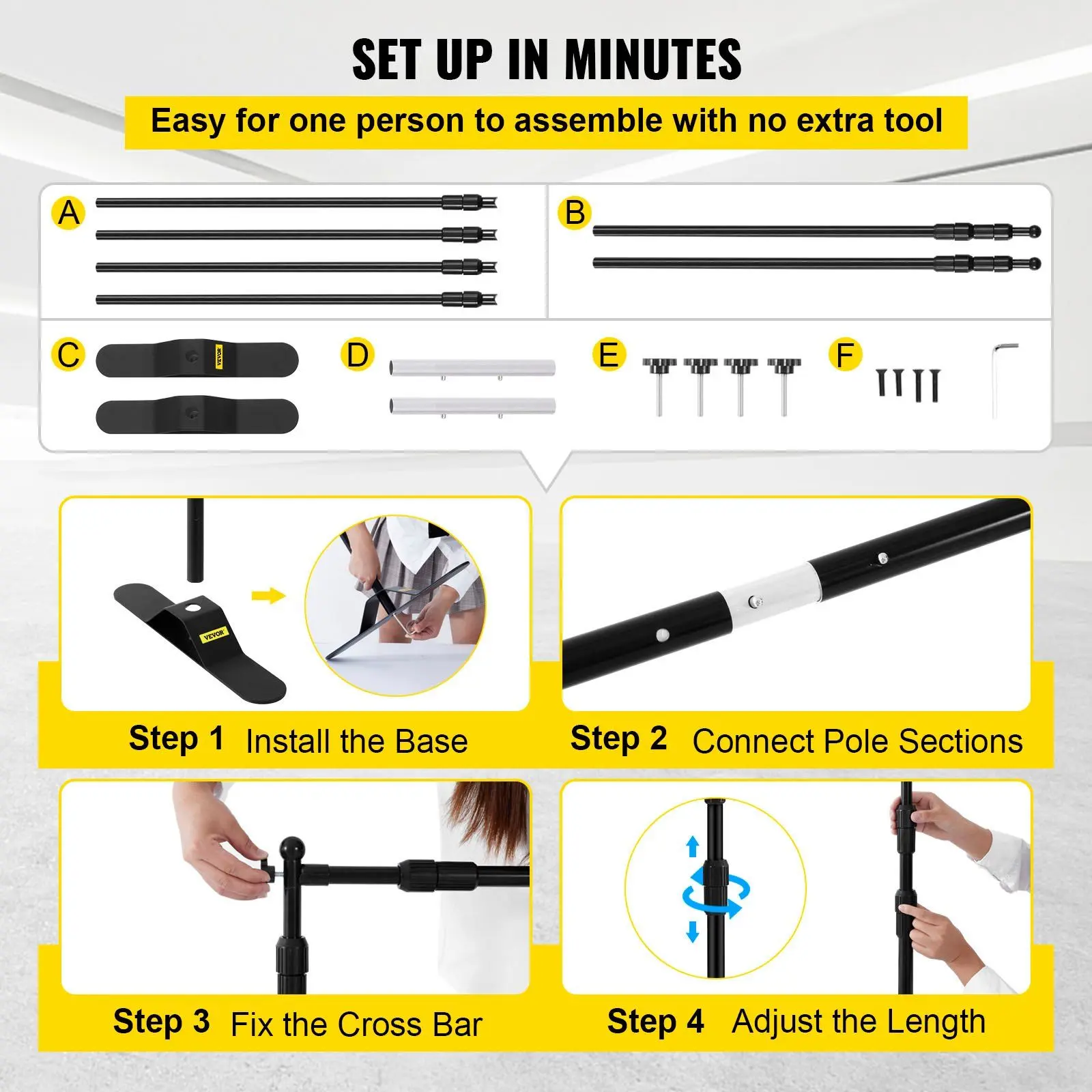 Spring new arrivals Telescopic Backdrop Banner Stand 8' x 8' Banner Stand Adjustable Step and Repeat Backdrop Banner Stand Retractable Banner Stand with Carrying Bag (8 ft)