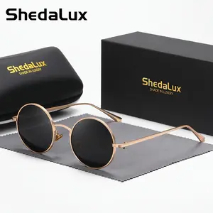 ShedaLux unisex round metal polarized fashion sunglasses.