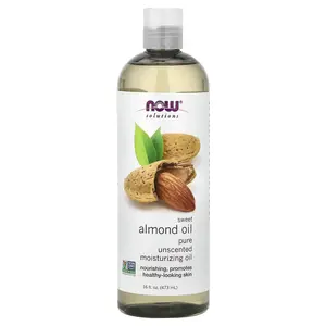 NOW Foods Solutions, Sweet Almond Oil, Pure Moisturizing Oil, Unscented, 16 fl oz (473 ml)