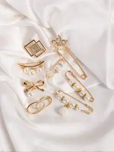 Women's Scarf Clips Set, 8-Piece Alloy Shawl Pins, Elegant Design for Women, Perfect Accessory for Daily Wear & Gifts, Drop Set Pins