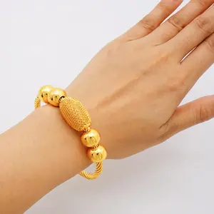 GDJWRI African Gold Color Bangles For Women Indian Middle Eastern Nigerian Wedding Luxury Plated Jewellery Brazilian Bangles