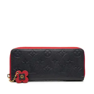 Pre-owned Louis Vuitton Calfskin Small Leather Goods Portefeuille Clemence Monogram Empreinte Long Wallet