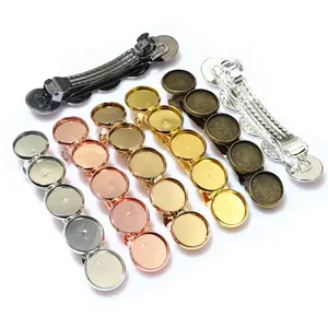 5pcs 12mm with 5 cameo  7 Colors Plated Copper Material Hairpin Hair Clips Hairpin Base Setting DIY Hair Accessories