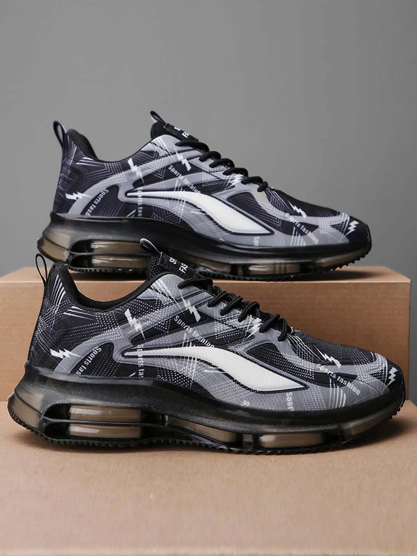 Men's Fashionable Ombre Print Lace Up Mesh Sneakers, Casual Breathable Comfortable Sports Running Shoes, Male All-match Round Toe Athletic Shoes for D