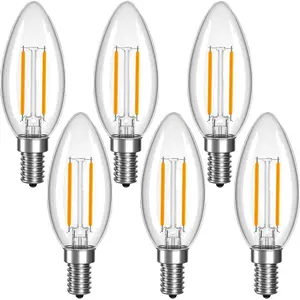 Non-Dimmable (C35) B10 E12 Candelabra LED Light Bulbs 40 Watt Equal 4W,Type B Light Bulb for Chandelier,Crystal Candle Cights,Lamp,2700K Soft White 400LM,Pack of 6
