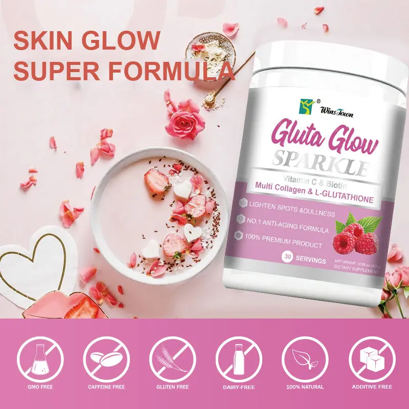 Winstown GLUTA GLOW SPARKLE POWDER - Skin Radiance Boosting Powder with Protein, Vitamin C, Biotin & Multi Collagen Complex Glutathione - TikTok Shop Winstown GLUTA GLOW SPARKLE POWDER - Skin Radiance Boosting Powder with Protein, Vitamin C, Biotin & Multi Collagen Complex Glutathione - TikTok Shop