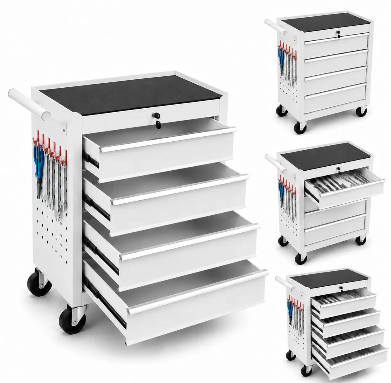 GARVEE 24-Inch Rolling Tool Chest with Wheels, 4-Drawer Lockable Tool Storage Cabinet and Portable Tool Cart, Locking Drawers with Liners for Garage, Workshop & Auto Repair