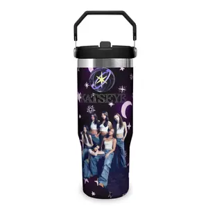 Katseye Themed 30 Ounce Tumbler - Insulated Stainless Steel Water Bottle, Durable Thermos & Flask, Multi-Purpose Drinking Cup for Home, Office, School & Daily On-the-Go, Perfect Boyfriend Gift & Summer Cool Drinkware