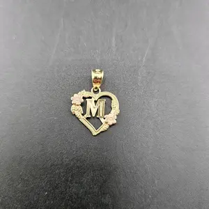 Gold 14k Heart Design Letter Pendant A-Z for Everyday Wear