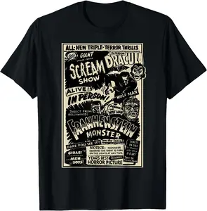 Horror Movie Monster Mummy Dracula Werewolf Frankenstein T-Shirt